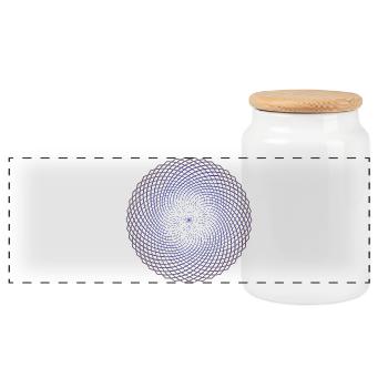 Lotus of Life - Panoramic Cookie Jar with Wooden Lid - white - Front