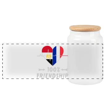 L'Égypte et la France : amitié à 100 % - Boîte à biscuits avec couvercle en bois - blanc - Devant