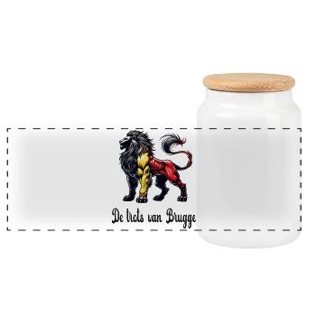 Motif du drapeau lion de Bruges - Boîte à biscuits avec couvercle en bois - blanc - Devant