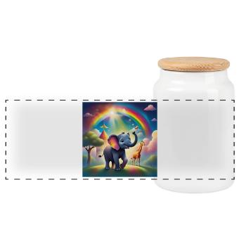chambre d'enfant, bébé nourrisson - Boîte à biscuits avec couvercle en bois - blanc - Devant