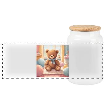 poster nounours, bébé, enfant, nourrisson - Boîte à biscuits avec couvercle en bois - blanc - Devant