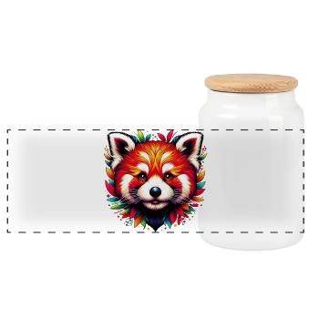 Kleiner Panda - Panorama Keksdose mit Holzdeckel - Weiß - Vorne
