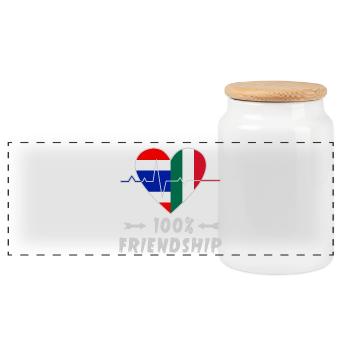 Thailand und Italien 100% Freundschaft - Panorama Keksdose mit Holzdeckel - Weiß - Vorne