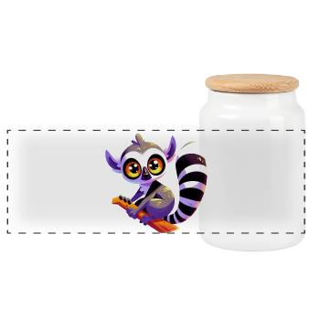 Lémurien - Boîte à biscuits avec couvercle en bois - blanc - Devant