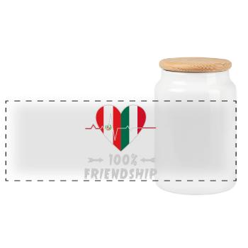 Peru and Italy 100% friendship - Panoramic Cookie Jar with Wooden Lid - white - Front