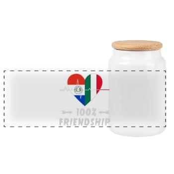 Paraguay and Italy 100% friendship - Panoramic Cookie Jar with Wooden Lid - white - Front