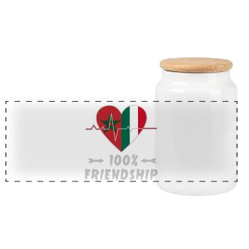 100 % amitié entre le Maroc et l'Italie - Boîte à biscuits avec couvercle en bois - blanc - Devant