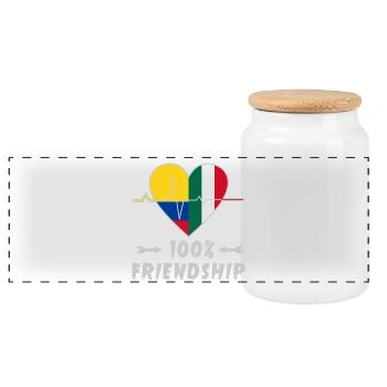 Kolumbien und Italien 100% Freundschaft - Panorama Keksdose mit Holzdeckel - Weiß - Vorne
