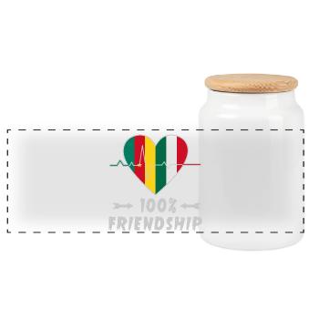 100 % amitié entre le Cameroun et l'Italie - Boîte à biscuits avec couvercle en bois - blanc - Devant