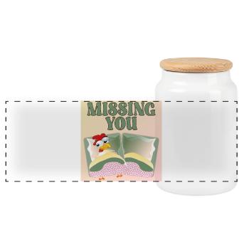 TU ME MANQUES - LIT DE POULET - Boîte à biscuits avec couvercle en bois - blanc - Devant