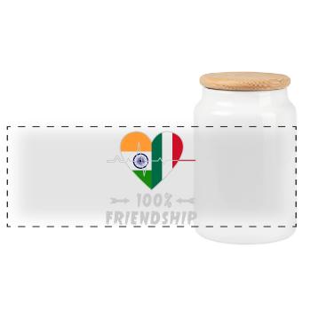 Indien und Italien 100% Freundschaft - Panorama Keksdose mit Holzdeckel - Weiß - Vorne