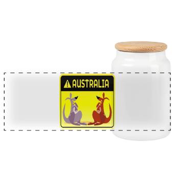 AUSTRALIE MARSUPIAUX COUPLES DE KANGOUROUS - Boîte à biscuits avec couvercle en bois - blanc - Devant