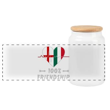 England and Italy 100% friendship - Panoramic Cookie Jar with Wooden Lid - white - Front