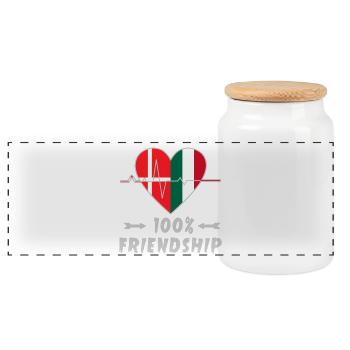 Denmark and Italy 100% friendship - Panoramic Cookie Jar with Wooden Lid - white - Front