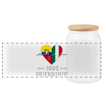 Denmark and Italy 100% friendship - Panoramic Cookie Jar with Wooden Lid - white - Front