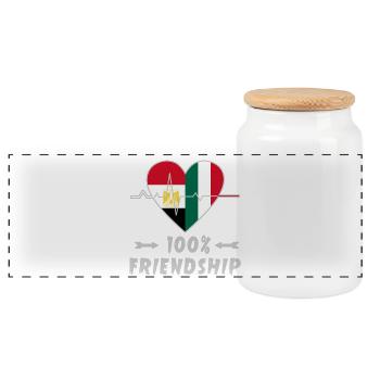 Ägypten und Italien 100% Freundschaft - Panorama Keksdose mit Holzdeckel - Weiß - Vorne