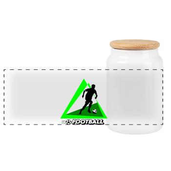 Football - Boîte à biscuits avec couvercle en bois - blanc - Devant
