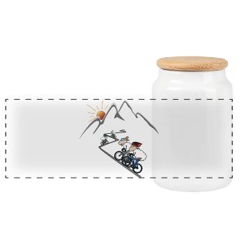 Cyclisme - Boîte à biscuits avec couvercle en bois - blanc - Devant