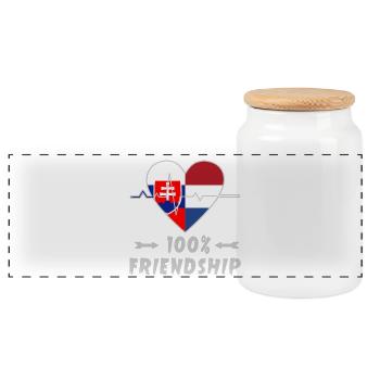 Slowakei und Niederlande 100% Freundschaft - Panorama Keksdose mit Holzdeckel - Weiß - Vorne