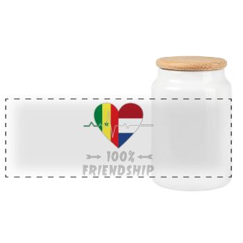 100 % amitié entre le Sénégal et les Pays-Bas - Boîte à biscuits avec couvercle en bois - blanc - Devant