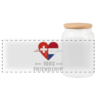La Suisse et les Pays-Bas : amitié à 100 % - Boîte à biscuits avec couvercle en bois - blanc - Devant