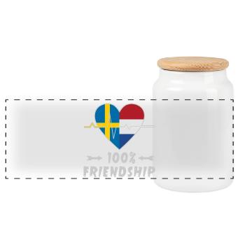 100 % amitié entre la Suède et les Pays-Bas - Boîte à biscuits avec couvercle en bois - blanc - Devant
