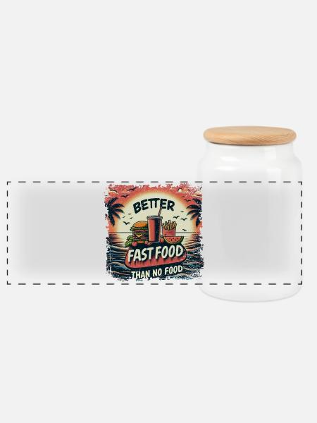 Better fast food than no food with SUN - Panoramic Cookie Jar with Wooden Lid - white