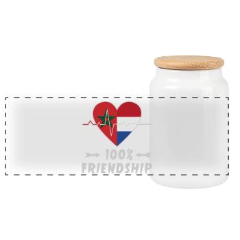 100 % amitié entre le Maroc et les Pays-Bas - Boîte à biscuits avec couvercle en bois - blanc - Devant