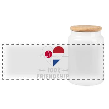 Le Japon et les Pays-Bas, une amitié à 100 % - Boîte à biscuits avec couvercle en bois - blanc - Devant