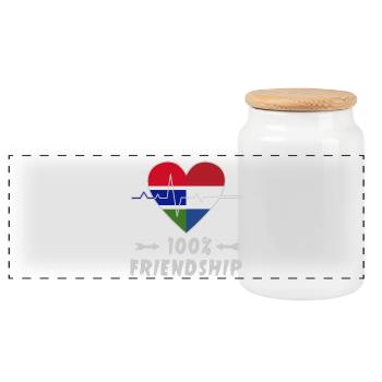 100 % amitié entre la Gambie et les Pays-Bas - Boîte à biscuits avec couvercle en bois - blanc - Devant