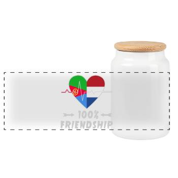 Eritrea und Niederlande 100% Freundschaft - Panorama Keksdose mit Holzdeckel - Weiß - Vorne