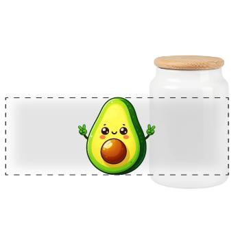 Avocat - Boîte à biscuits avec couvercle en bois - blanc - Devant