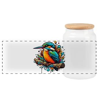 Martin-pêcheur - Boîte à biscuits avec couvercle en bois - blanc - Devant