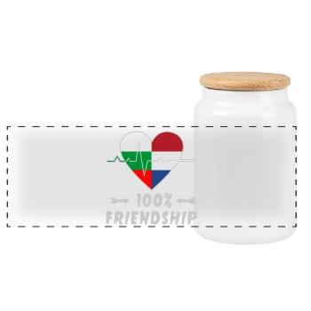 La Bulgarie et les Pays-Bas : amitié à 100 % - Boîte à biscuits avec couvercle en bois - blanc - Devant