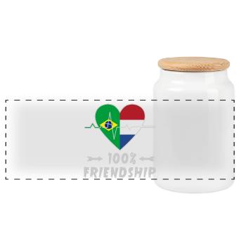 Brasilien und Niederlande 100% Freundschaft - Panorama Keksdose mit Holzdeckel - Weiß - Vorne