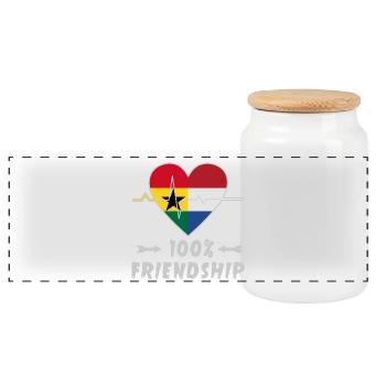 100 % amitié entre le Ghana et les Pays-Bas - Boîte à biscuits avec couvercle en bois - blanc - Devant