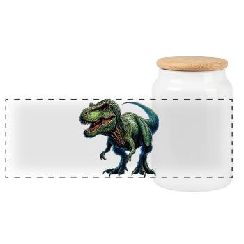 Dinosaurier - Panorama Keksdose mit Holzdeckel - Weiß - Vorne