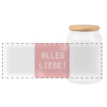 ALLES LIEBE HERZEN - Panorama Keksdose mit Holzdeckel - Weiß - Vorne