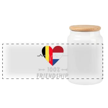 Belgium and the Netherlands 100% friendship - Panoramic Cookie Jar with Wooden Lid - white - Front