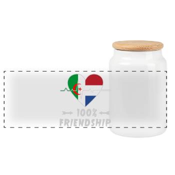 100 % amitié entre l'Algérie et les Pays-Bas - Boîte à biscuits avec couvercle en bois - blanc - Devant