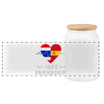 100 % amitié entre la Thaïlande et l'Espagne - Boîte à biscuits avec couvercle en bois - blanc - Devant