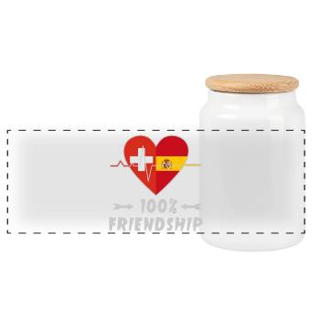 100 % amitié entre la Suisse et l'Espagne - Boîte à biscuits avec couvercle en bois - blanc - Devant