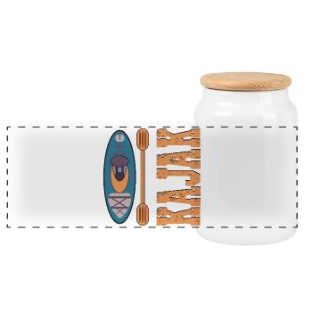 KAYAK PADDLE BOAT - Panoramic Cookie Jar with Wooden Lid - white - Front