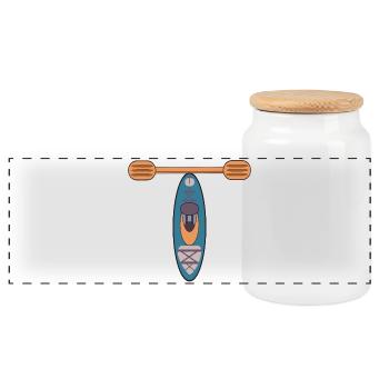 LETTER T - KAYAK - Panoramic Cookie Jar with Wooden Lid - white - Front