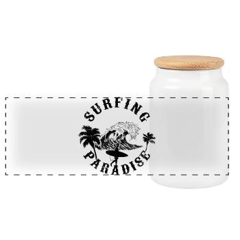 Silhouette de loup nocturne - Boîte à biscuits avec couvercle en bois - blanc - Devant