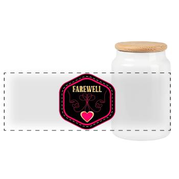 LINE ART DRAWING - FAREWELL - Panoramic Cookie Jar with Wooden Lid - white - Front