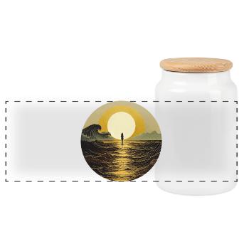 Mondschein am Meer - Panorama Keksdose mit Holzdeckel - Weiß - Vorne