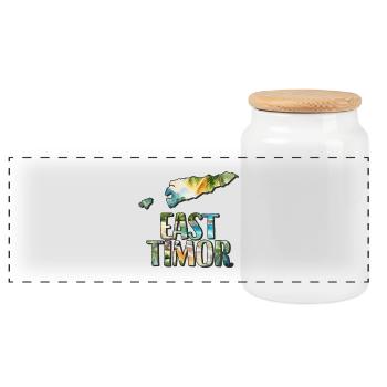Carte à l’aquarelle du Timor oriental - Boîte à biscuits avec couvercle en bois - blanc - Devant