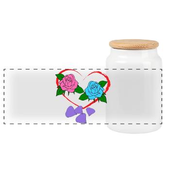Valentine’s Day - Panoramic Cookie Jar with Wooden Lid - white - Front