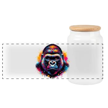 Gorille - Boîte à biscuits avec couvercle en bois - blanc - Devant
